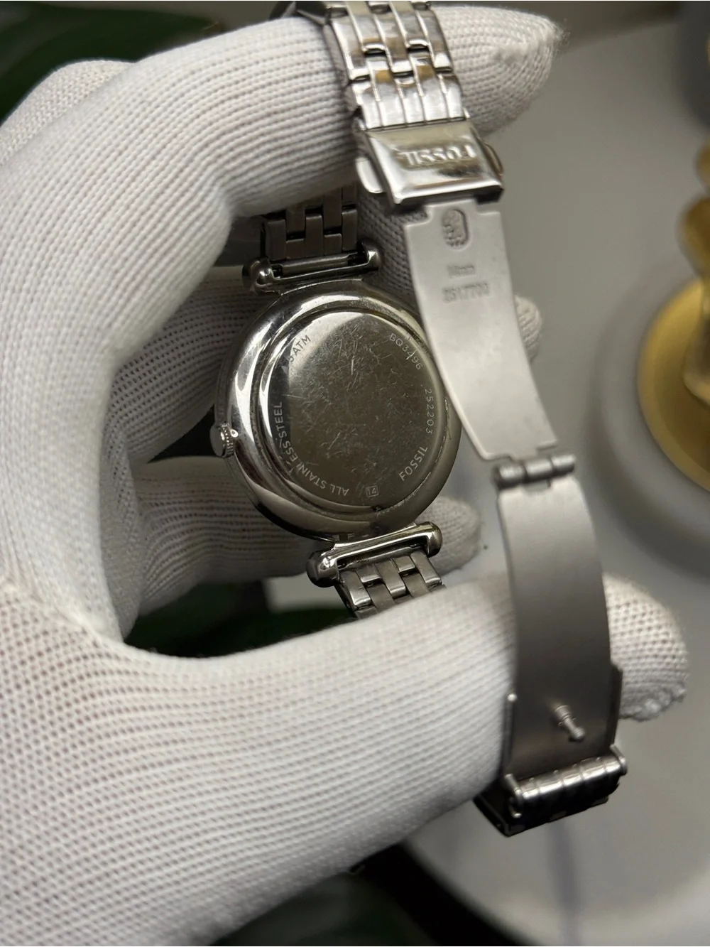Fossil Women's Silver Stainless Steel Watch with Black Dial